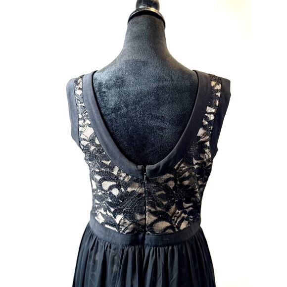 Women's Morgan & Co Maxi Hi Lo Black Dress with Underskirt Size 9/10 - Picture 7 of 10